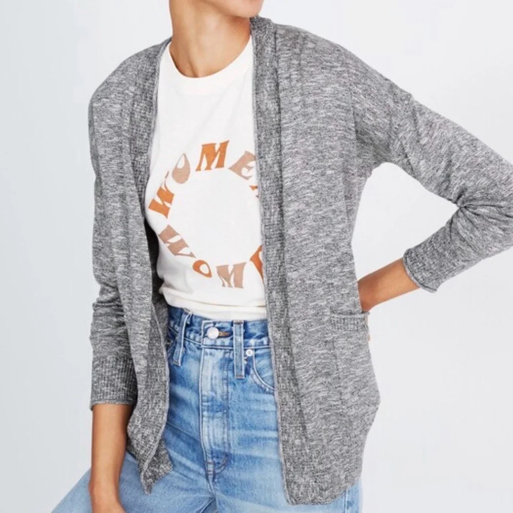 Madewell Marled Bailey Cardigan Sweater | Marled Storm (Grey) | Size S